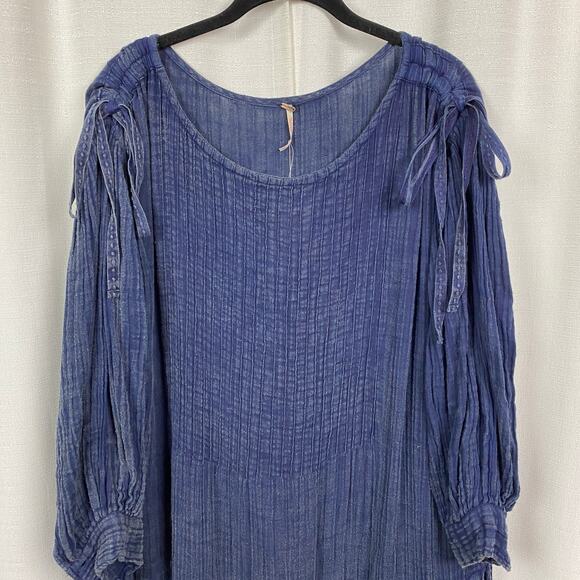 Free People Indigo Blue Washed Ashore Mini Dress Sz.M NWT - Picture 6 of 16